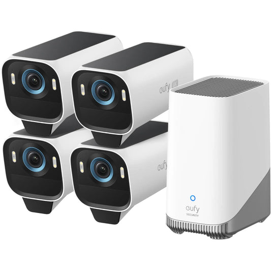 Eufy Security eufyCam S3 Pro 4K Outdoor Wire-Free Battery Solar Camera Kit - 4 Pack