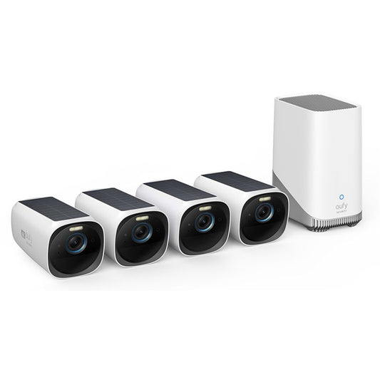 Eufy Security eufyCam 3 (S330) 4K Outdoor Wire-Free Battery Solar Camera Kit - 4 Pack
