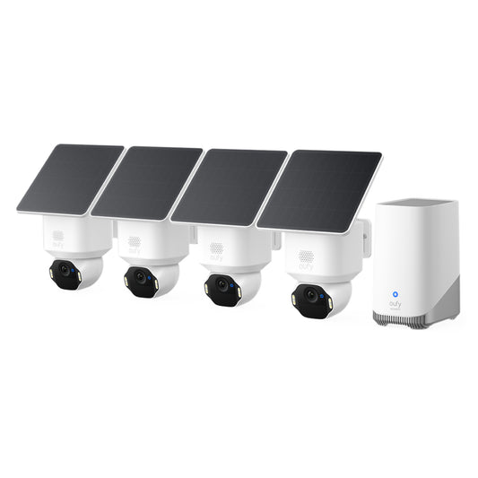 Eufy Security SoloCam E42 4K Outdoor PT Wire-Free Battery Solar Camera Kit - 4 Pack