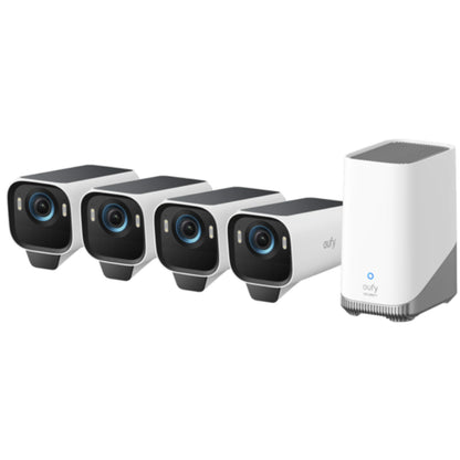 Eufy Security eufyCam S3 Pro 4K Outdoor Wire-Free Battery Solar Camera Kit - 4 Pack