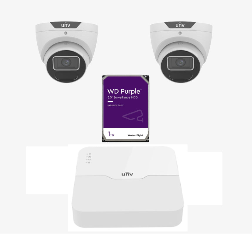 Uniview CCTV 2x Camera Kit (4-Channel)